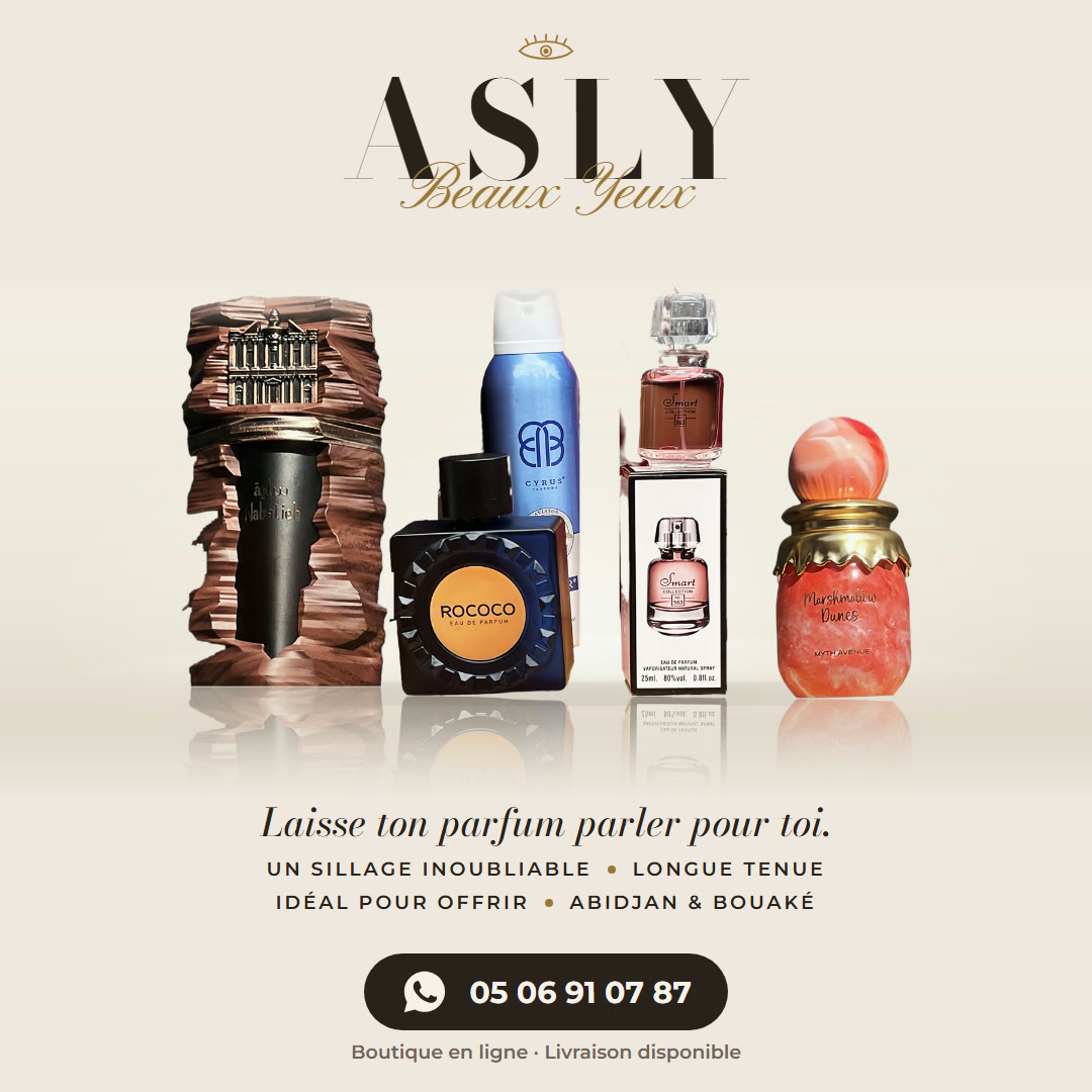 Affiche ASLY Beaux Yeux, version ivoire, format carré